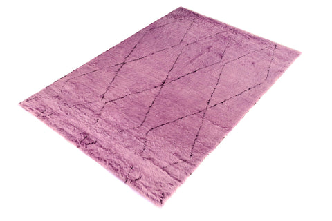 handmade Modern Moroccan Purple Black Hand Knotted RECTANGLE 100% WOOL area rug 8' x 11'