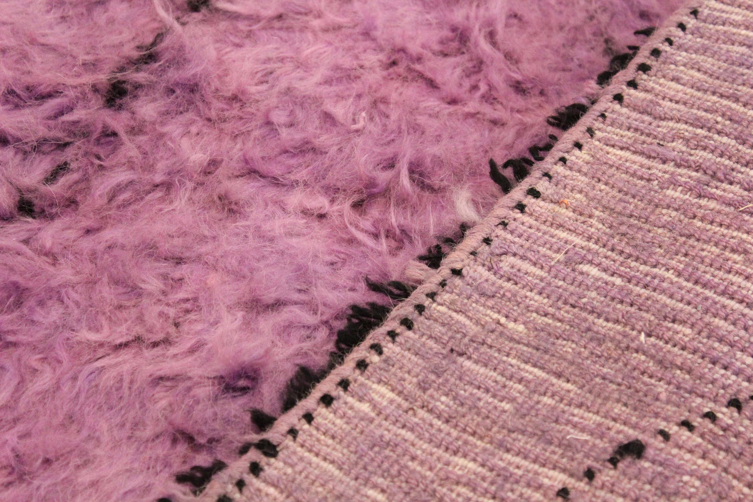 handmade Modern Moroccan Purple Black Hand Knotted RECTANGLE 100% WOOL area rug 8' x 11'