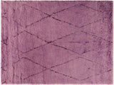 handmade Modern Moroccan Purple Black Hand Knotted RECTANGLE 100% WOOL area rug 8x11