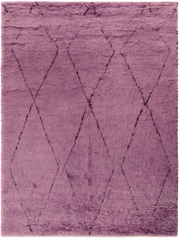 handmade Modern Moroccan Purple Black Hand Knotted RECTANGLE 100% WOOL area rug 8x11