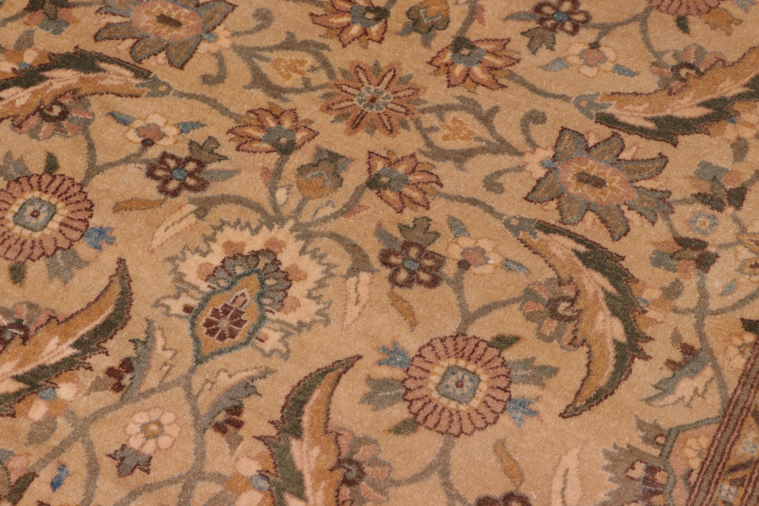 handmade Traditional Lahore Tan Lt. Green Hand Knotted RECTANGLE 100% WOOL area rug 8' x 10'