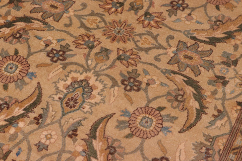 handmade Traditional Lahore Tan Lt. Green Hand Knotted RECTANGLE 100% WOOL area rug 8' x 10'