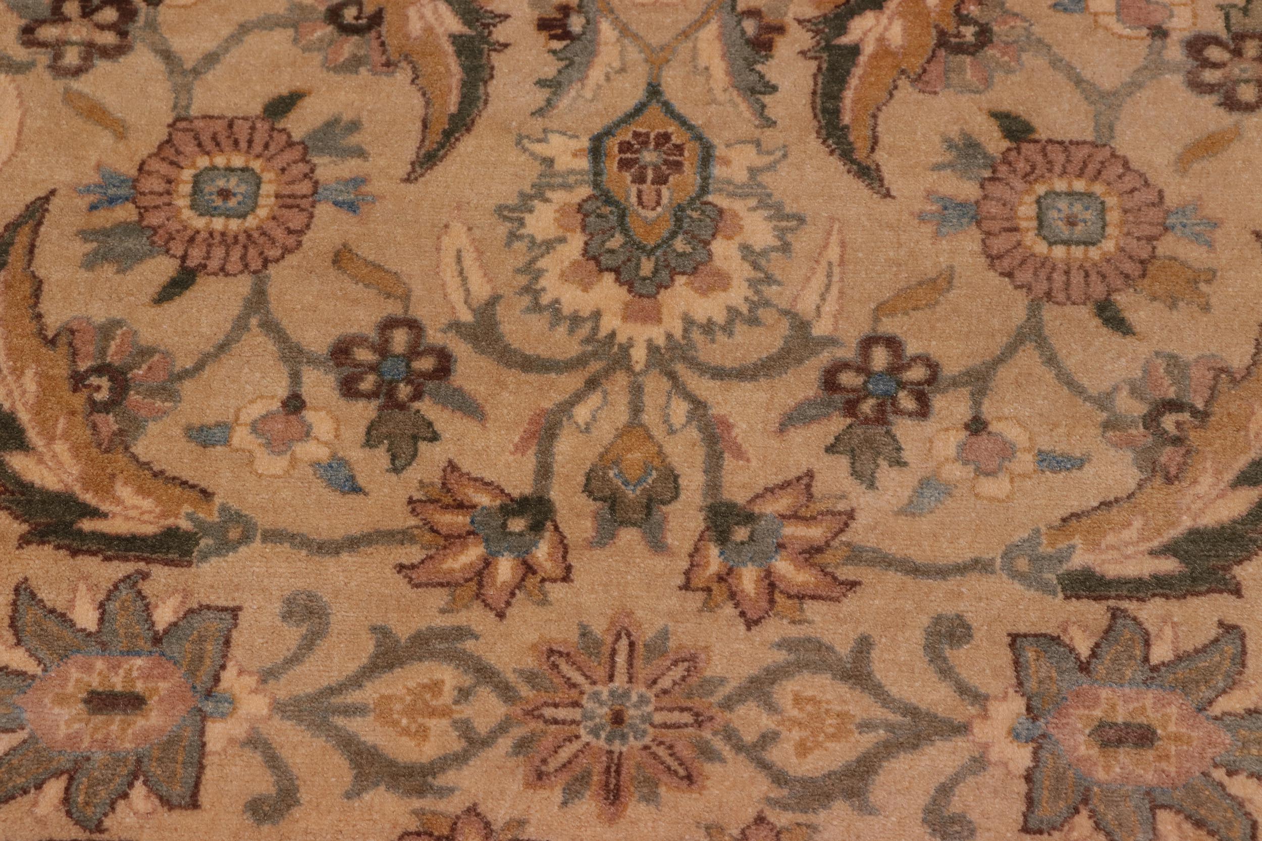 handmade Traditional Lahore Tan Lt. Green Hand Knotted RECTANGLE 100% WOOL area rug 8' x 10'