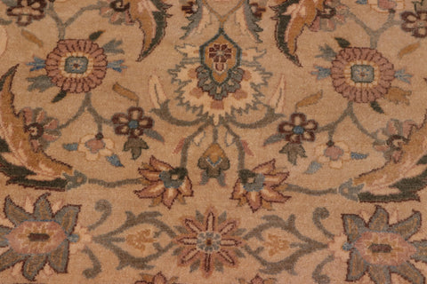 handmade Traditional Lahore Tan Lt. Green Hand Knotted RECTANGLE 100% WOOL area rug 8' x 10'
