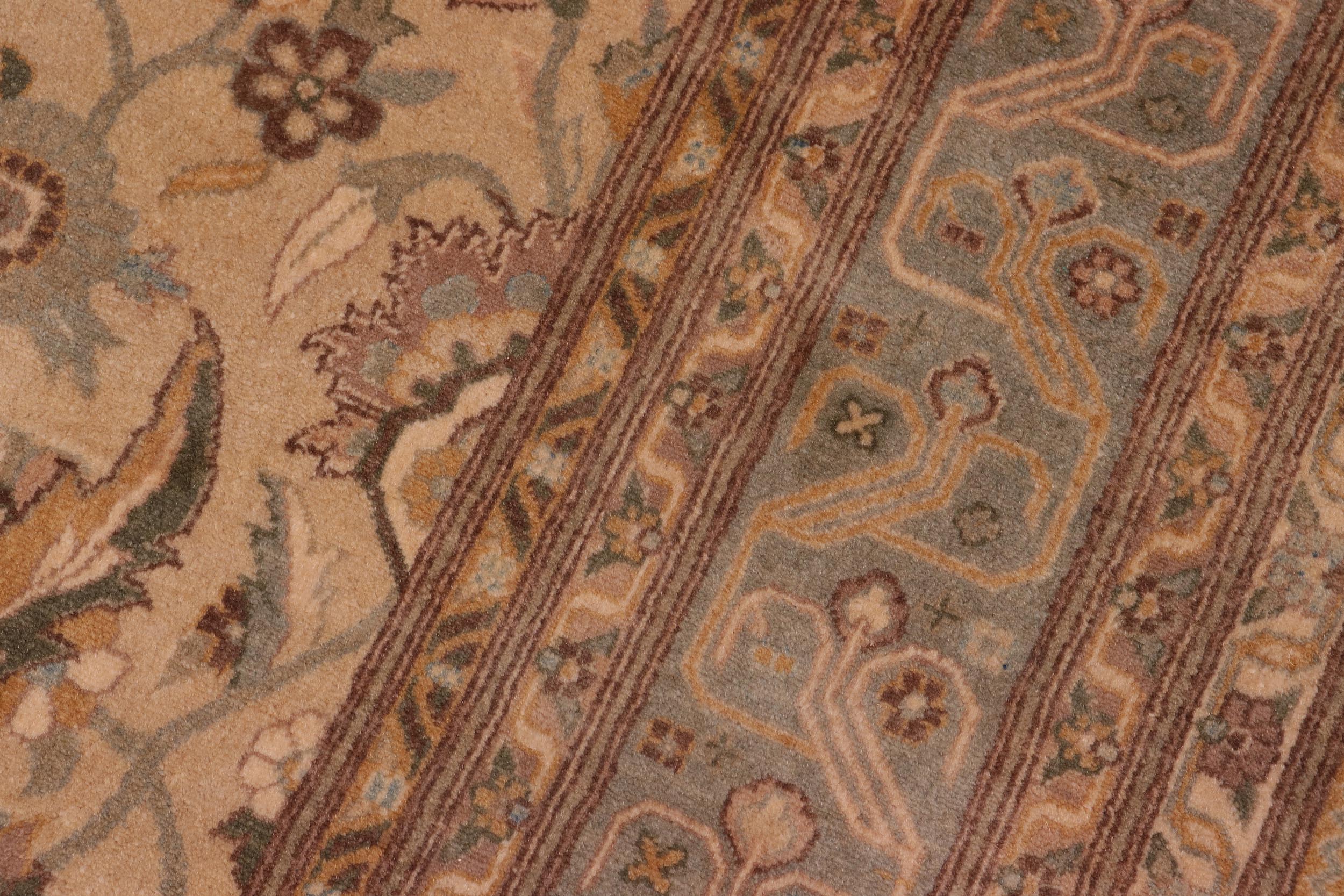 handmade Traditional Lahore Tan Lt. Green Hand Knotted RECTANGLE 100% WOOL area rug 8' x 10'