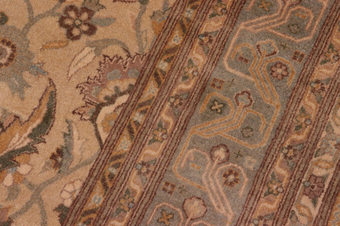 handmade Traditional Lahore Tan Lt. Green Hand Knotted RECTANGLE 100% WOOL area rug 8' x 10'