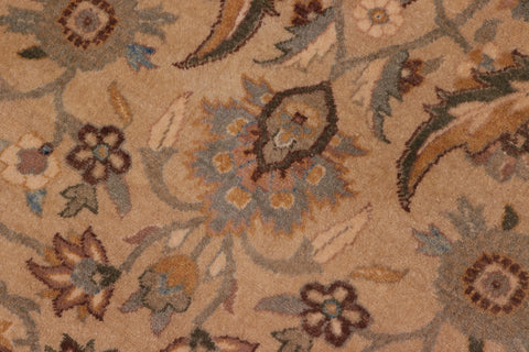 handmade Traditional Lahore Tan Lt. Green Hand Knotted RECTANGLE 100% WOOL area rug 8' x 10'