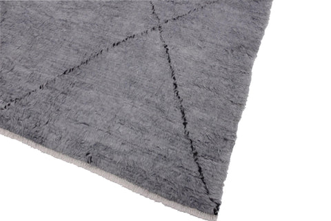 handmade Modern Moroccan Gray Black Hand Knotted RECTANGLE 100% WOOL area rug 8' x 11'
