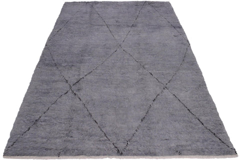 handmade Modern Moroccan Gray Black Hand Knotted RECTANGLE 100% WOOL area rug 8' x 11'