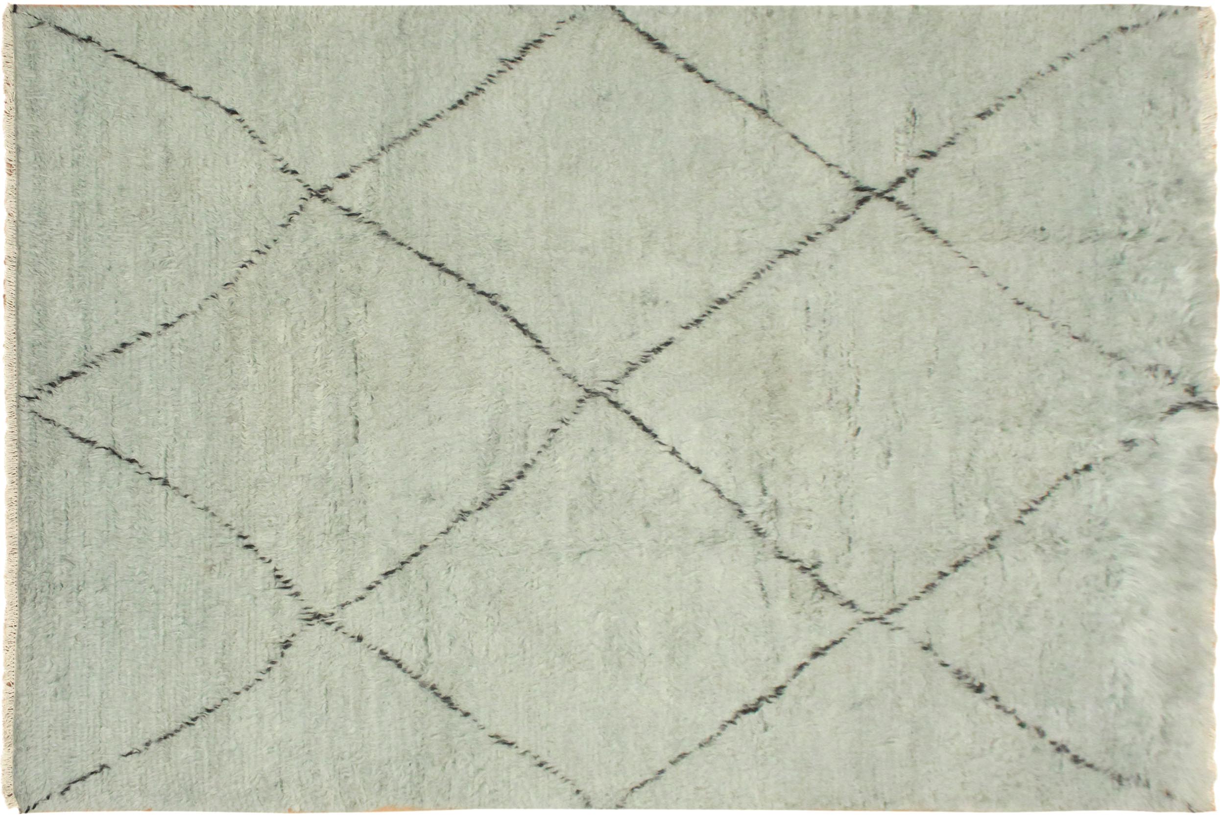 handmade Modern Moroccan Lt. Blue Black Hand Knotted RECTANGLE 100% WOOL area rug 6' x 9'