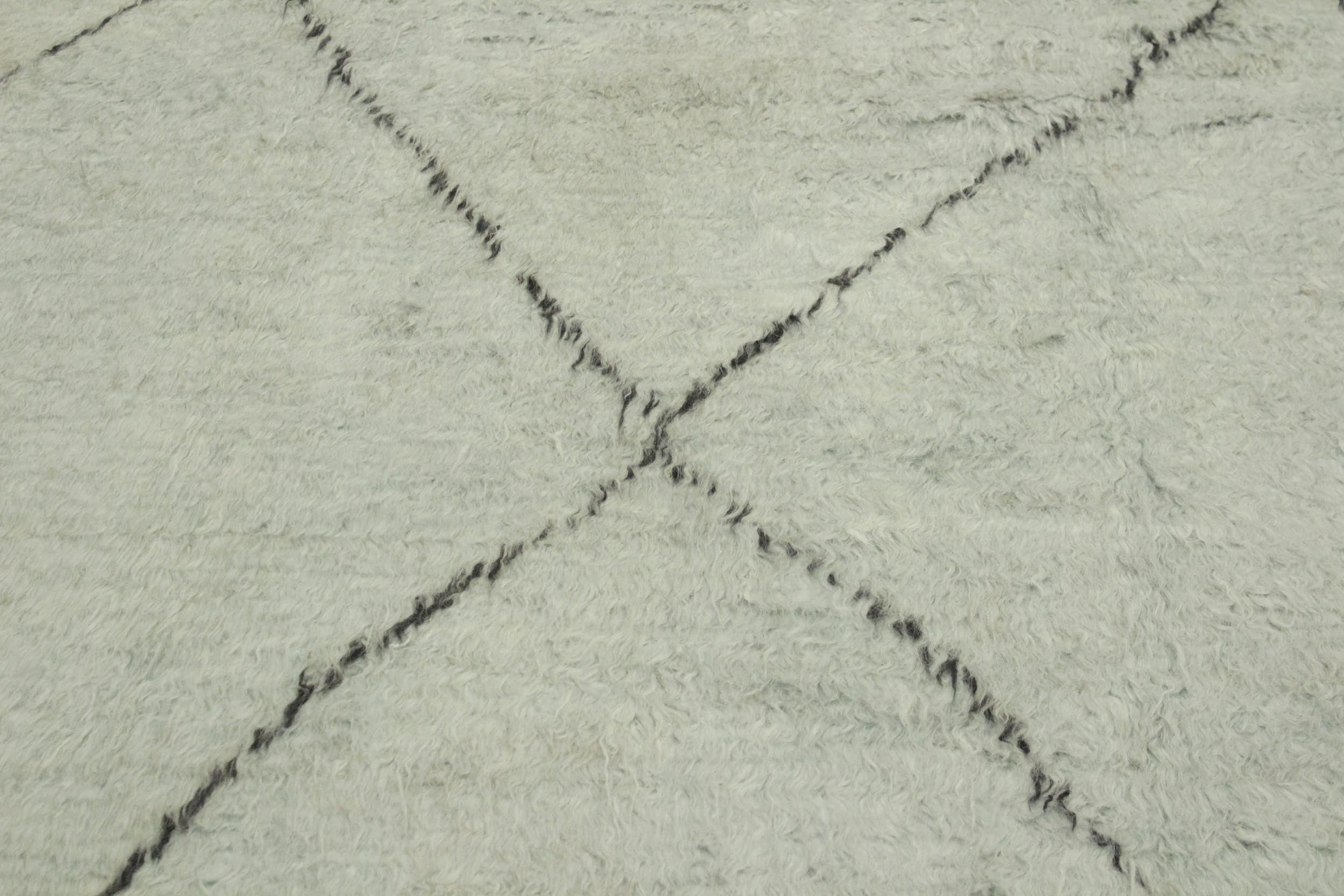 handmade Modern Moroccan Lt. Blue Black Hand Knotted RECTANGLE 100% WOOL area rug 6' x 9'