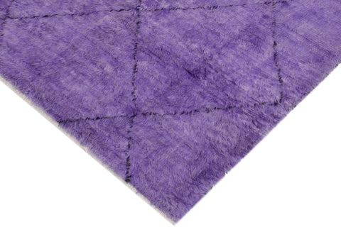 handmade Modern Moroccan Purple Black Hand Knotted RECTANGLE 100% WOOL area rug 6' x 9'