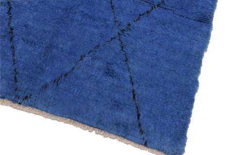 handmade Modern Moroccan Blue Black Hand Knotted RECTANGLE 100% WOOL area rug 6' x 7'