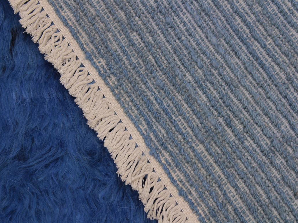 handmade Modern Moroccan Blue Black Hand Knotted RECTANGLE 100% WOOL area rug 6x7