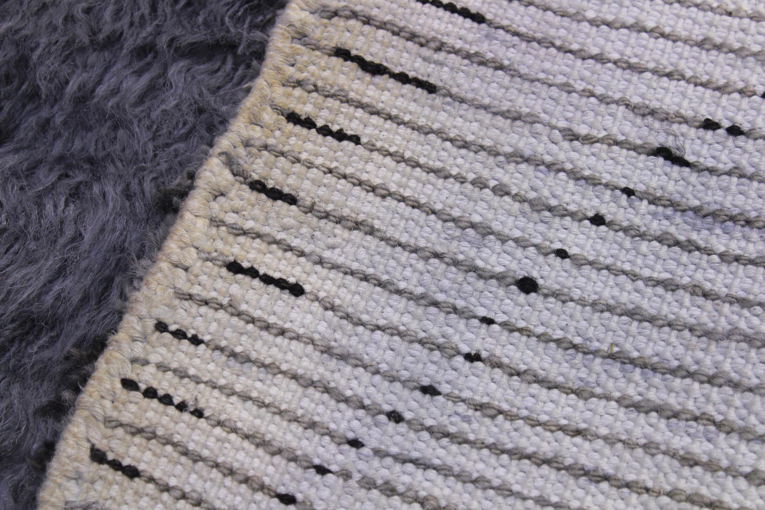 handmade Modern Moroccan Gray Black Hand Knotted RUNNER 100% WOOL area rug 3 x 11