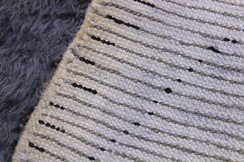 handmade Modern Moroccan Gray Black Hand Knotted RUNNER 100% WOOL area rug 3 x 11