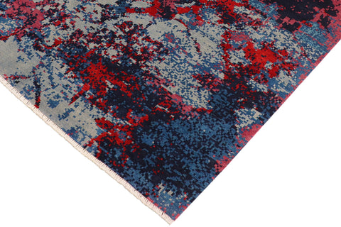 handmade Modern Kafkaz Blue Red Hand Knotted RECTANGLE 100% WOOL area rug 8' x 10'