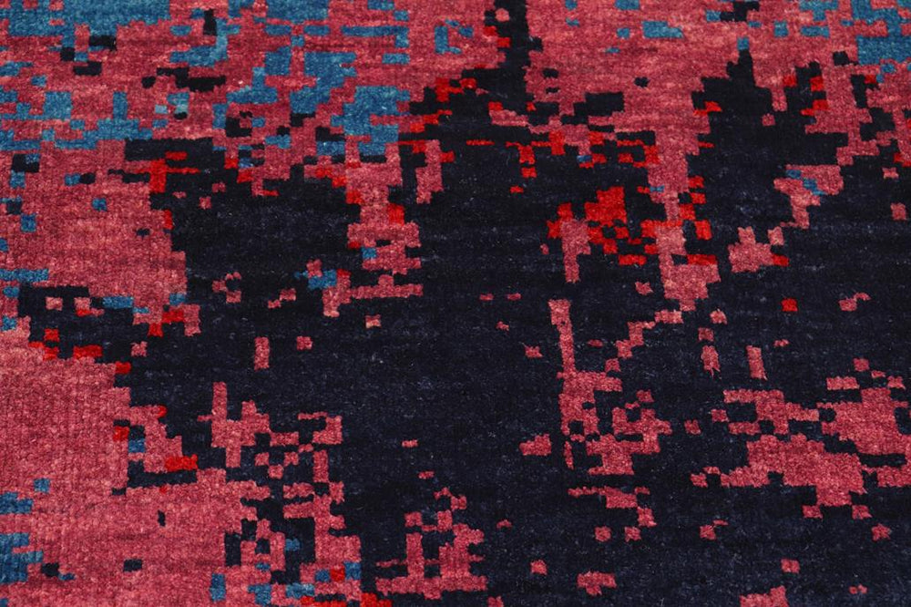 handmade Modern Kafkaz Blue Red Hand Knotted RECTANGLE 100% WOOL area rug 8X10