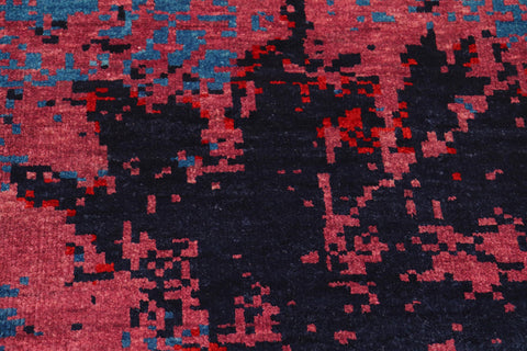 handmade Modern Kafkaz Blue Red Hand Knotted RECTANGLE 100% WOOL area rug 8' x 10'