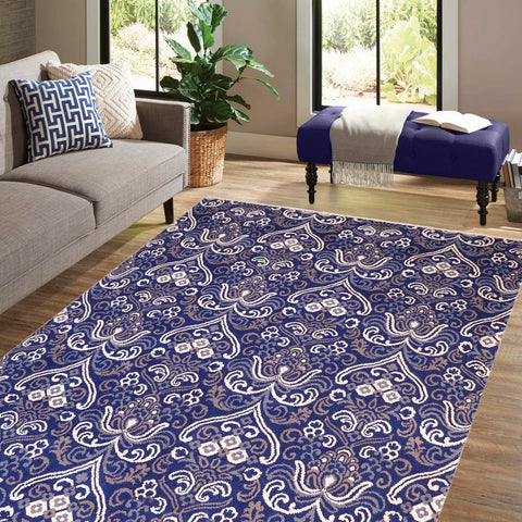 handmade Modern Kafkaz Blue Ivory Hand Knotted RECTANGLE WOOL&VISCOU area rug 8' x 10'