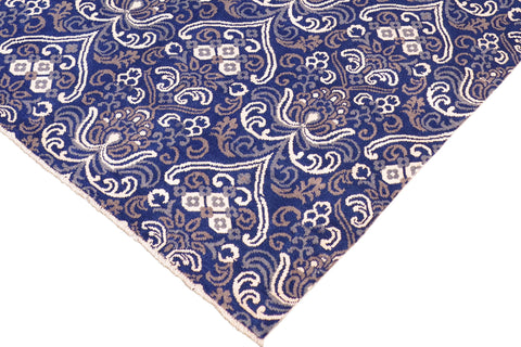 handmade Modern Kafkaz Blue Ivory Hand Knotted RECTANGLE WOOL&VISCOU area rug 8' x 10'