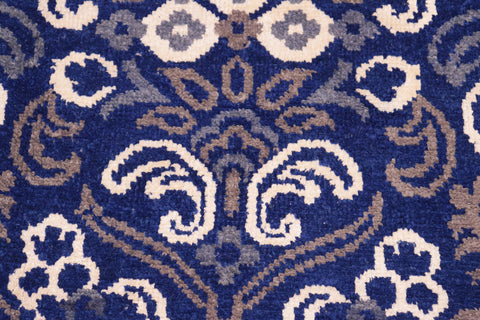 handmade Modern Kafkaz Blue Ivory Hand Knotted RECTANGLE WOOL&VISCOU area rug 8' x 10'
