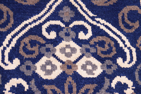 handmade Modern Kafkaz Blue Ivory Hand Knotted RECTANGLE WOOL&VISCOU area rug 8' x 10'