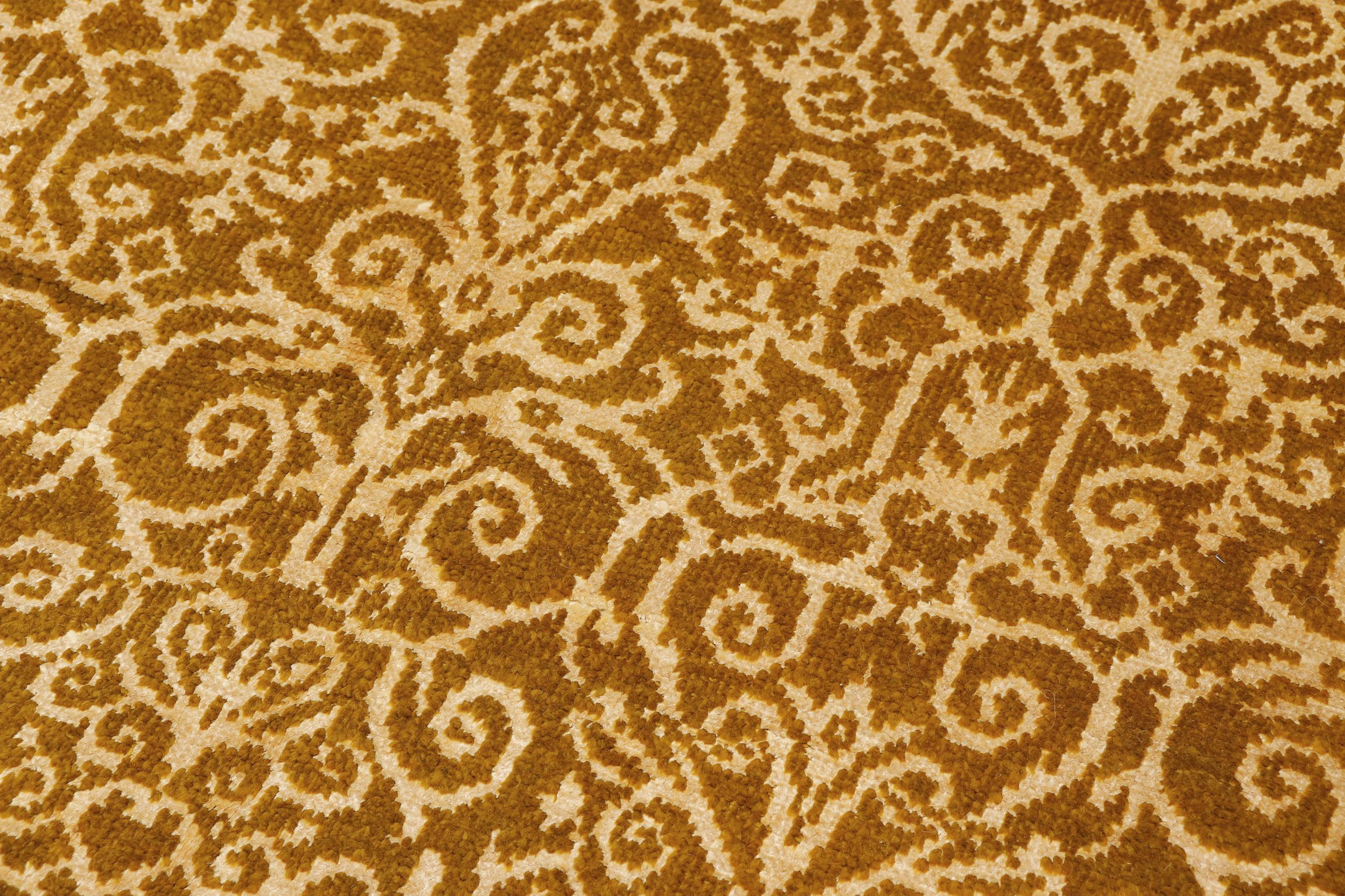 handmade Over Dyed Over Dyed Green Gold Hand Knotted RECTANGLE WOOL&SILK area rug 8' x 10'