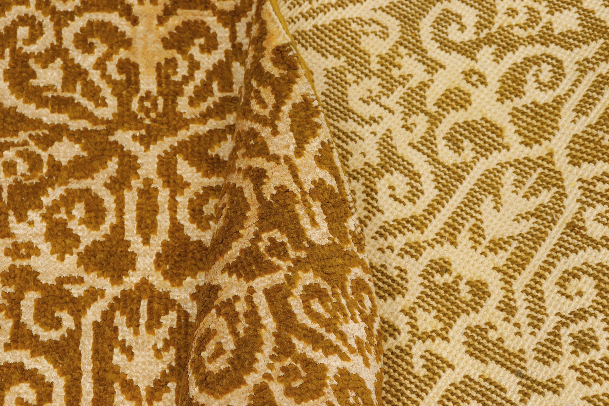 handmade Over Dyed Over Dyed Green Gold Hand Knotted RECTANGLE WOOL&SILK area rug 8' x 10'