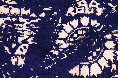 handmade Modern Abstract Blue Ivory Hand Knotted RECTANGLE WOOL&SILK area rug 8' x 10'