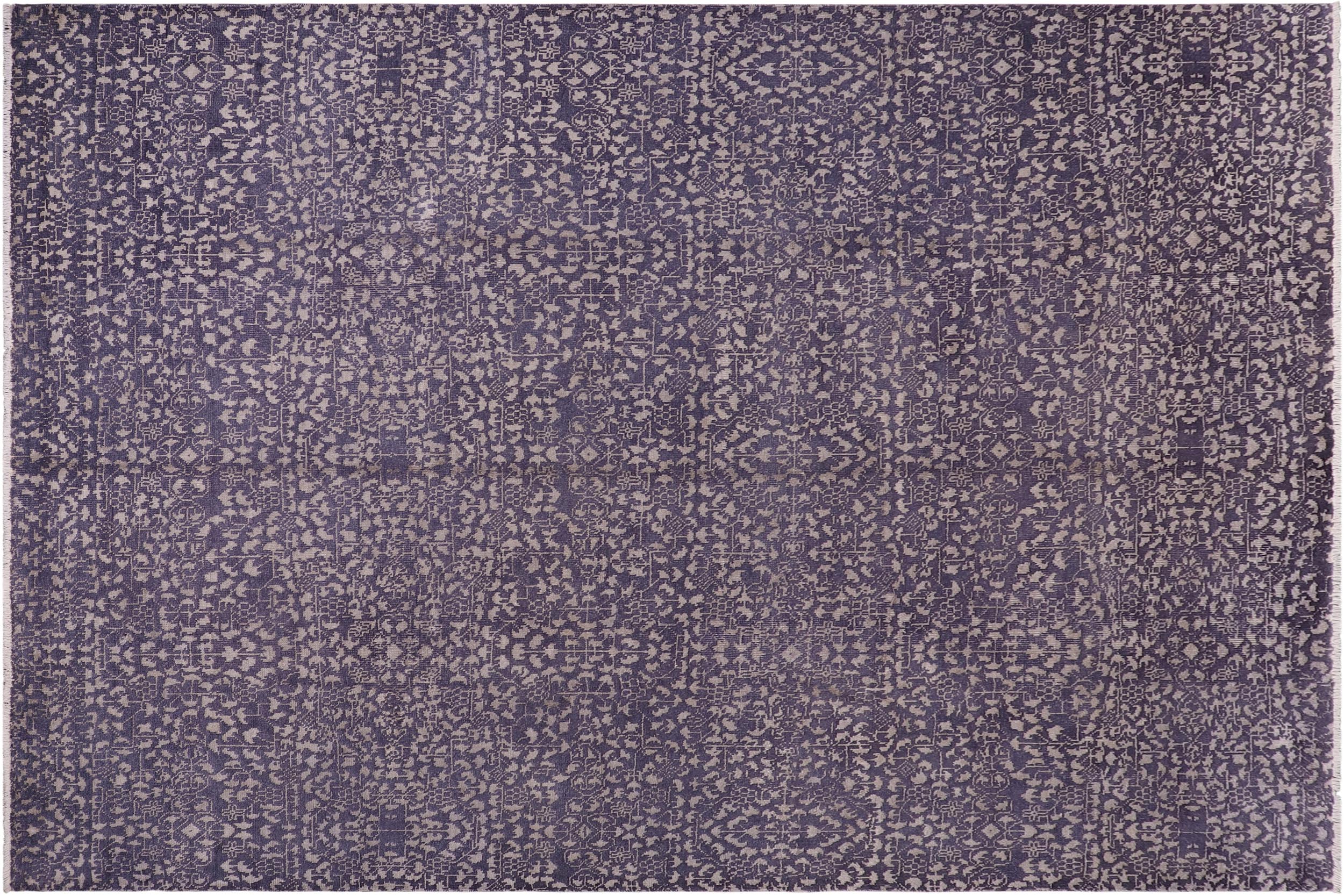 handmade Traditional Ellie Charcoal Beige Hand Knotted RECTANGLE WOOL&SILK area rug 8' x 10'