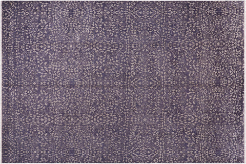 handmade Traditional Ellie Charcoal Beige Hand Knotted RECTANGLE WOOL&SILK area rug 8' x 10'