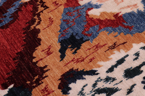handmade Modern Abstract Red Ivory Hand Knotted RECTANGLE 100% WOOL area rug 8' x 10'