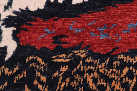 handmade Modern Abstract Red Ivory Hand Knotted RECTANGLE 100% WOOL area rug 8' x 10'