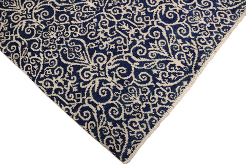 handmade Transitional Cryena Blue Ivory Hand Knotted RECTANGLE 100% WOOL area rug 4' x 6'