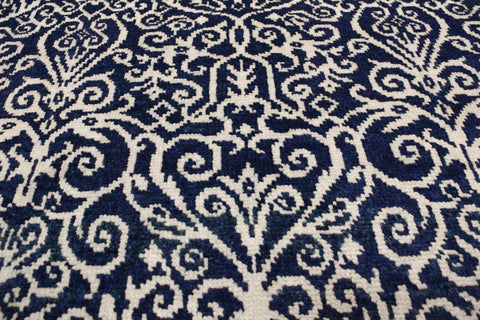 handmade Transitional Cryena Blue Ivory Hand Knotted RECTANGLE 100% WOOL area rug 4' x 6'