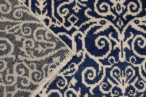 handmade Transitional Cryena Blue Ivory Hand Knotted RECTANGLE 100% WOOL area rug 4' x 6'