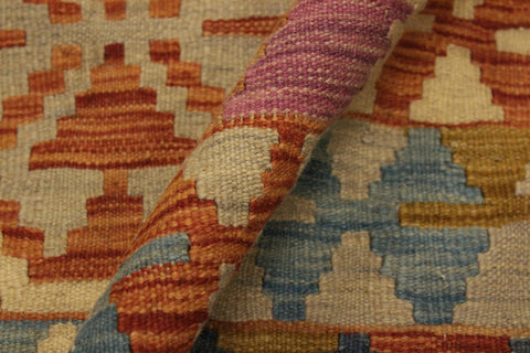 handmade Geometric Kilim Beige Gold Hand-Woven RECTANGLE 100% WOOL area rug 6 x 8