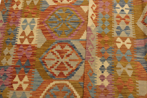 handmade Geometric Kilim Beige Gold Hand-Woven RECTANGLE 100% WOOL area rug 6 x 8
