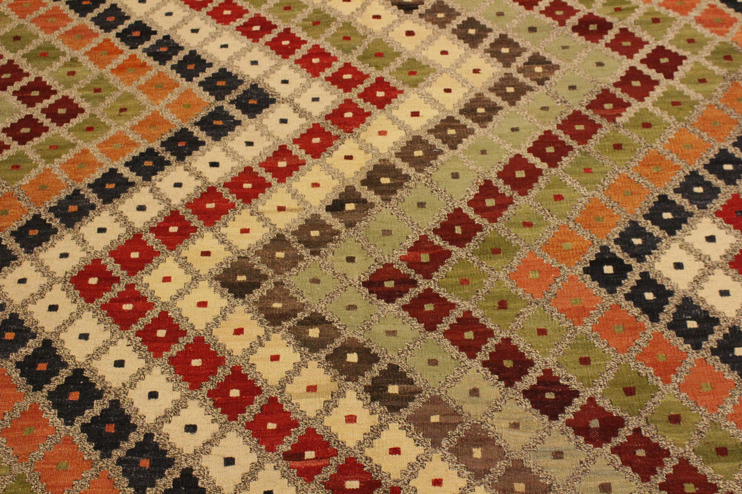 handmade Modern Kilim Gray Brown Hand-Woven RECTANGLE 100% WOOL area rug 5x7
