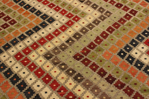 handmade Modern Kilim Gray Brown Hand-Woven RECTANGLE 100% WOOL area rug 5x7