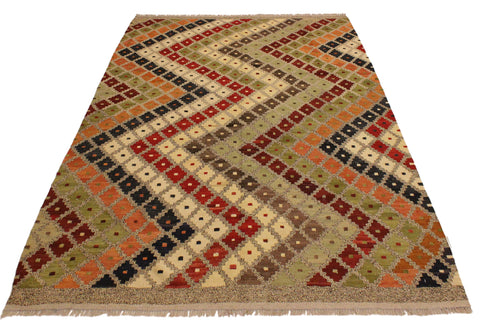 handmade Modern Kilim Gray Brown Hand-Woven RECTANGLE 100% WOOL area rug 5x7