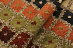 Flat Weave Kilim Antique Navaho Vintage handmade Modern Kilim Gray Brown Hand-Woven Rectangle 100% Wool Area Rug 5x7 