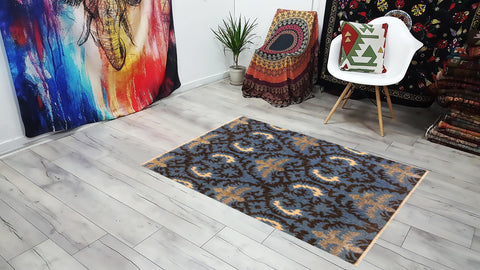 handmade Modern Cianna Lt. Blue Charcoal Hand Knotted RECTANGLE WOOL&VISCOU area rug 4' x 6'