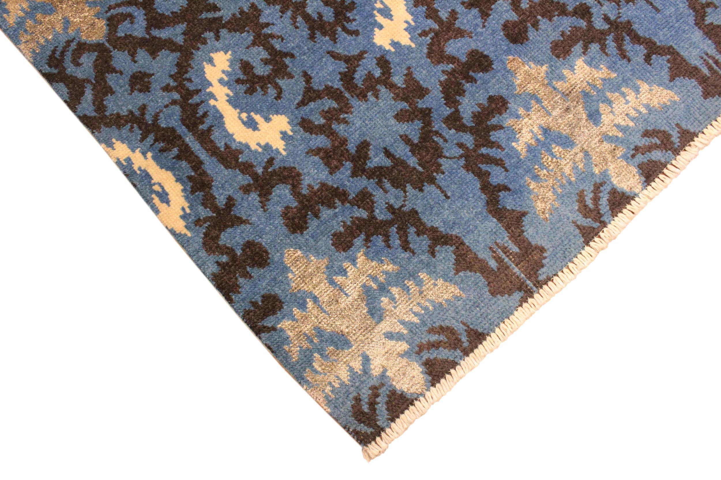 handmade Modern Cianna Lt. Blue Charcoal Hand Knotted RECTANGLE WOOL&VISCOU area rug 4' x 6'
