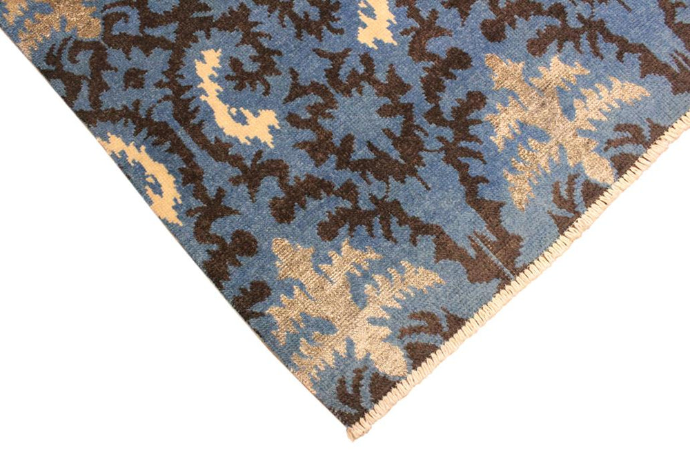 handmade Modern Cianna Lt. Blue Charcoal Hand Knotted RECTANGLE WOOL&VISCOU area rug 4X6