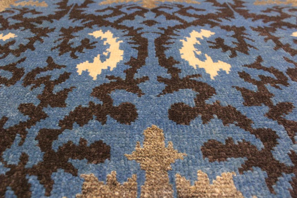 handmade Modern Cianna Lt. Blue Charcoal Hand Knotted RECTANGLE WOOL&VISCOU area rug 4X6