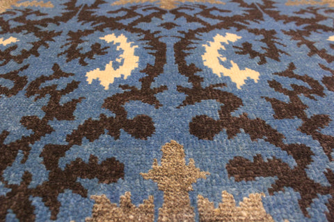 handmade Modern Cianna Lt. Blue Charcoal Hand Knotted RECTANGLE WOOL&VISCOU area rug 4' x 6'