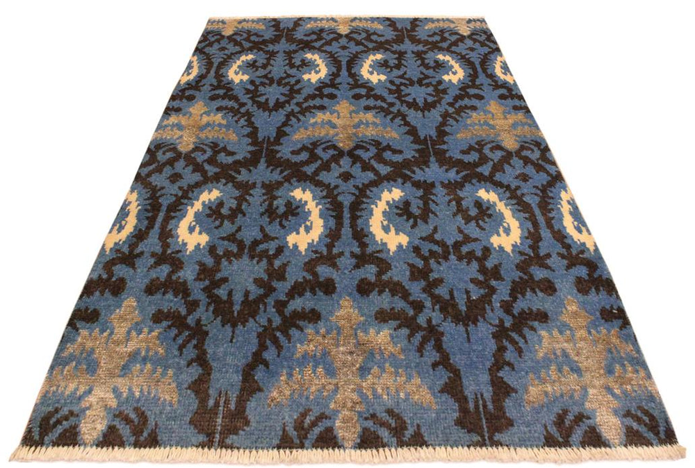 handmade Modern Cianna Lt. Blue Charcoal Hand Knotted RECTANGLE WOOL&VISCOU area rug 4X6