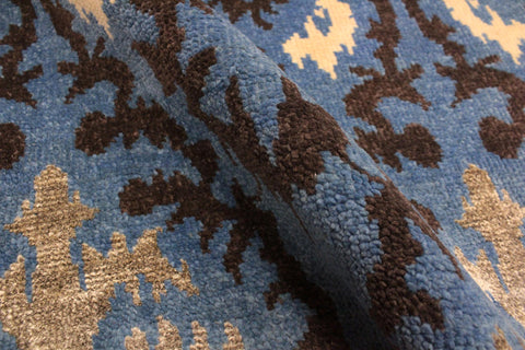 handmade Modern Cianna Lt. Blue Charcoal Hand Knotted RECTANGLE WOOL&VISCOU area rug 4' x 6'